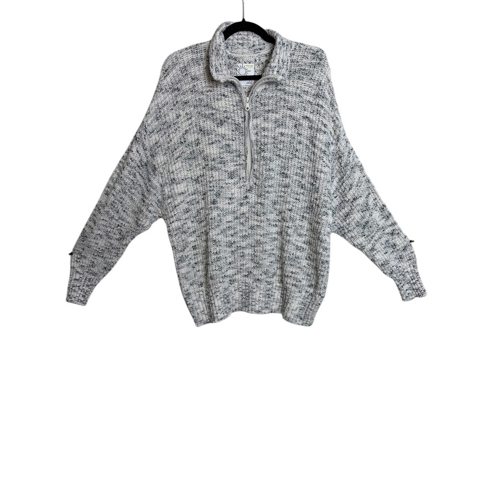 OFFLINE by Aerie Quarter Zip Sweater Mens Medium Grey Marled Knit Oversized 2204